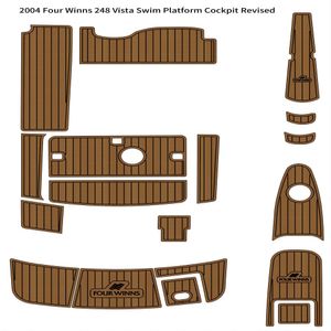 2004 Four Winns 248 Vista Swim Platform Cockpit Bow Boat EVA Foam Teak Floor Pad