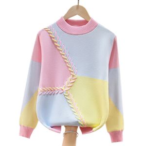 Pullover varm tröja för flickor Autumn Winter Kids Sticked Inner Fleece Children's 4 6 8 10 12 14 15 Years Wear LC329 221128