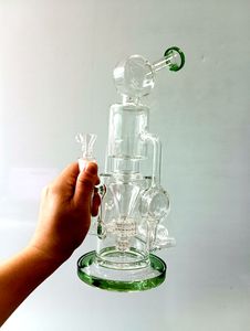 Зеленые стеклянные кальяны для воды с шинами Perc Dab Rig, толстые трубки для курения кальяна