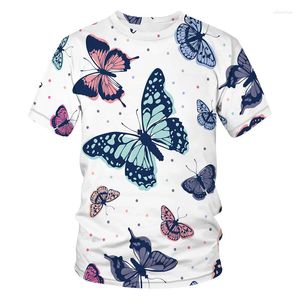 Herren T-Shirts Niedlicher Cartoon-Schmetterling 3D-gedrucktes T-Shirt Sommer Hip-Hop-Stil Harajuku Kurzarm Modetrend Streetwear