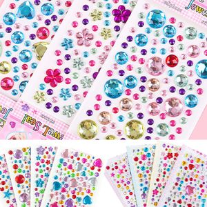 Wholesale Kids Toy Stickers 8Sheets 860pcs 3D Gem Self Adhesive Jewel Crafts Sparkly Crystal Sticker for DIY Decorations 221125