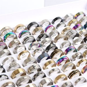 Band Wholesale 100Pcs lot Fashion Stainless Steel Love Stripe Jewelry For Women Men Mix Style 221125