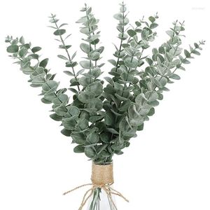 Decorative Flowers 24 Pcs Artificial Eucalyptus Leaf Stem 15 Inch Tall For Faux Wedding Bouquet Centerpiece Home Decor