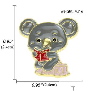 Pins Brooches Korean Cartoon Animal Brooches For Women Koala Lapel Pins Gold Sier Plated Enamel Paint Badges Denim Shirt Student Gi Dh3Sw