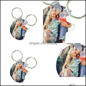 Party Favor Mdf Party Favor Key Buckle SubliMation Blanks Polygons Chain Diy Pattern Shape Metal Ring Bag Fashion Gifts 3 4EXB L2 DR DHOVG