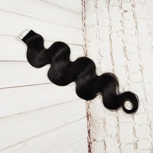 Body Wave Black Tape in Extensions Brazlian Human Hair Pu INS Extension 40 PCs Set