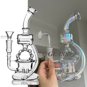 Bong Beaker Pipes Glass Water Down Stem 14mm Joint Recycler Dab Rigs Hookah Bubbler Heady Ice Catcher Pipe
