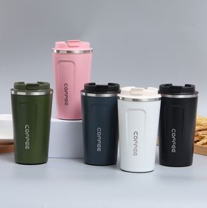 304 Stainless Steel Thermos Coffee Mugs Office Water Bottles Car Traveling Cups Double Vacuum With Rubber Bottoms and Lids A0029