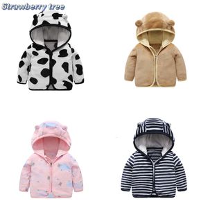 معطف Baby Boys Girls Fleece Wool Wool Autumn Cartoon Solid Color Bear Ears Kids Outwear With Winter Velvet Children S 221125