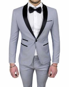 Trajes para hombres Blazers a medida que se realiza un botón trajes de boda para hombres de color gris claro