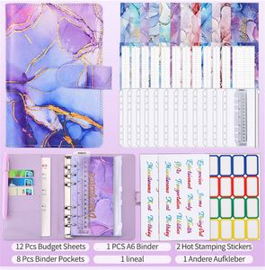 Notepads A6 Marble Colorful Money Budget Planner Binder Zipper EnvelopesCash Envelopes For ing Organizer Binde 221128