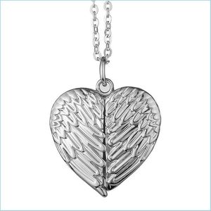 Anhänger Halsketten Flügel zu öffnende Halskette Sublimation Rohlinge Liebe Herz Anhänger Kette Engel Liebhaber Charms Schmuck Zubehör Dhgarden Dhsws