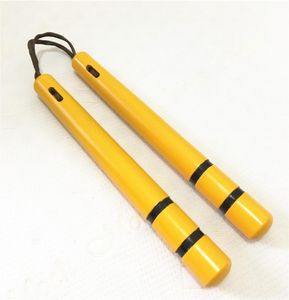 selling Brand New Bruce Lee yellow wooden Martial arts nunchakus Chinese kungfu played in movie rope nunchunks for beginner wi5516343