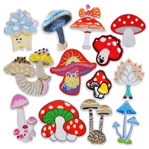 Notions Mushroom Embroidered Patch Iron on Patches for Clothes Mini Cute Appliques Stickers Sewing Craft Clothing Decoration for Dress Hat Pants Backpack