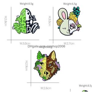 Pins Brooches Halloween Animal Social Party Brooch Pins 3Pcs/Set Enamel Funny Angels And Demons Mask Metal Brooches For Girls Gift Dhwro