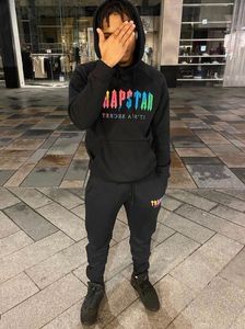 Męskie dresy Trapstar Rainbow Ręcznik Haft Haft polarowy Hoodiessweatpants hip hop