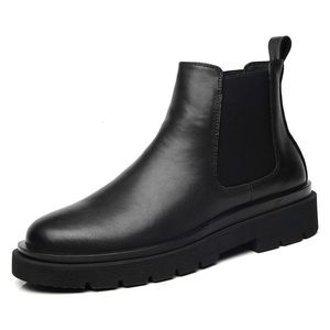 Boots Korean Style Men Fashion Platform Boots Black Catury Leather Shoes Cassome Boot Spring осень лодыжка Botas Hombre Mans 221128