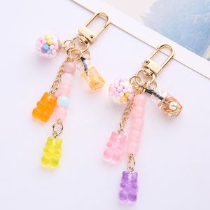 Cute Girly Heart Candy Bear Keychain Rainbow Color Bag Ciondolo Portachiavi Accessori Gioielli carini