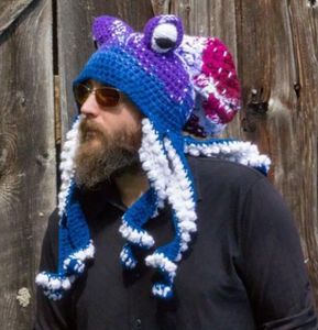 Beanieskull Caps Octopus Beard Hand Weave Knit Wool Hats Men Christmas Cosplay Party面白いトリッキーなヘッドギア冬の温かいカップルビーニーキャップ221125