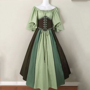 Vestidos casuais medieval vintage elf fada fada elde figuring para mulheres vestido princesa cinto crankher coreset tubo top ruffles vestidos de vestido 221126