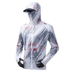 Utomhus Tshirts Professional Fishing Hoodie With Mask Antiuv Sunscreen Sun Protection Clothing Shirt Dreatble Dry Jersey 221128