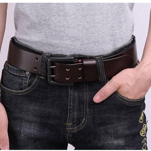 Belts High -quality 4.3 Cm Wide 4mm True Leather Thickness Old Denim Pants With Double -needle Bowl Designer Belt