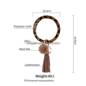 Keychains Bedanyards 2 Cores Pu Leather Tassel Bracelet Bangle Keychain Teclorizante exagerado Pulseiro Circular Chaves para mulheres Gir dhkvb