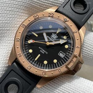 Zegarek zegarek staldive brązowy zegarek 200m Wodoodporny NH35 Automatyczny ruch na rękę na rękę na rękę szafirową szeps