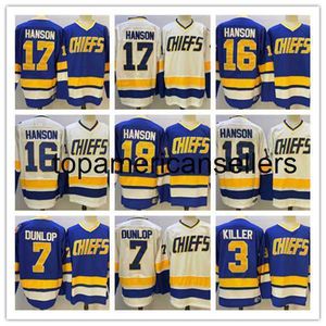 Maglie da hockey Jeff Hanson 18 Steve 17 Jack 16 Dunlop 7 Jersey Blu Bianco Colore Taglia S-XXXL Uomo cucito