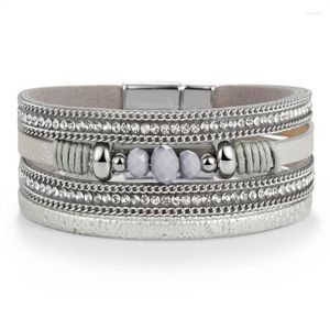 Charm Bracelets ZOSHI Fashion Leather Wrap Bracelet For Women Men Multiple Layers Crystal Couples Pulsera Mujer Summer Jewelry