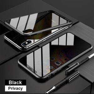 Iphone メタルケース マグネットケース プライバシー 磁気ガラス のぞき見強化 13 12 11 Pro Xs Max X Xr アンチスパイ防止 13Pro 12Pro 用 プライベートを保つ
