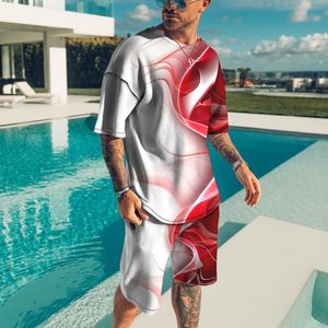 Tute da uomo Completi T-shirt estiva manica corta Moda 2 pezzi Streetwear Stampa 3D Pantaloncini sportivi da spiaggia Tuta Abbigliamento maschile 221128