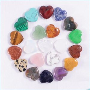 Stone 20X9mm Heart Staty Natural Stone Carved Decoration Rose Quartz Hand Polished Healing Crystal Reiki Trinket Presentrum DHGARDEN DHD5L