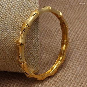 Bangle 24K Dubai India Ethiopian Bamboo Gold Color Filled Lovely Bangles For Women Girls Party Jewelry Bangles&Bracelet Gifts