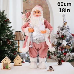 زينة عيد الميلاد 60 سم Big Santa Claus Dolls Pink Xmas Pendants Merry Tree Decor for Home Kids Naviidad Proments Noel Gifts Natal 221125