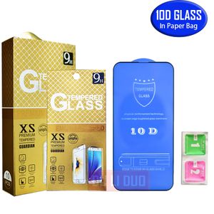 10d Protetor de tela de telefone de vidro temperado para iPhone 14 Pro Plus iPhone 13 12 mini 11 xr xs max 6 7 8 Protetores de cobertura completa no pacote de varejo de bolsas de papel