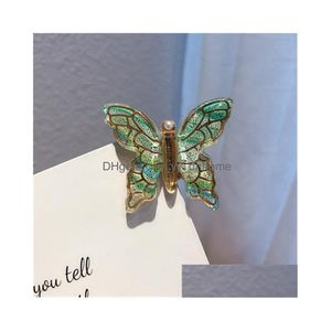 Клипы для волос Barrettes Butterfly Hair Clips Girls Fashion Colorf Gradient Women Hairpins Vintage Gold Sier Haarspeldjes voor Meisjes dh9jm