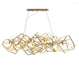 Chandeliers Postmodern Luxury LED Dining Room Chandelier Nordic Living Bar Front Desk Home Decorate Branches Hanging Lamp Aluminum Gold