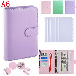 Notepads Macaron Color A6 PU Leather Budget Binder Notebook Envelopes System With 12 Zip Pockets for Money Budget Saving Bill Organizer 221128