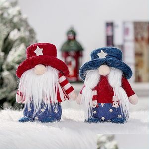 Party Favor US National Day Decorations Doll Cute Christmas Party Faceless Gnomes Plush fyllda leksaker Cap Window Ornament 8GL Q2 Dro Dh8AU