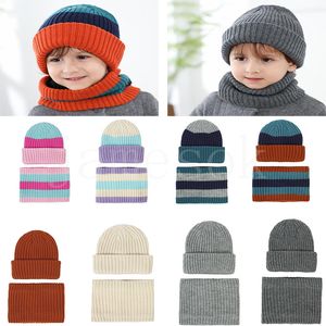 2Pcs/Set baby cap striped knit beanie winter warm baby cap children cute ski snow cap de969