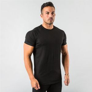 Camisetas masculinas de moda lisa tops fiess mass camisa de manga curta muscular joggers bodybuilding camise