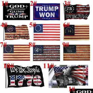 Banner Flags Dhs American Flagfaith Over Fear God Jesus 3X5Ft Bandiere 100D Banner in poliestere Indoor Outdoor Colori vivaci Alta qualità W Dheu2