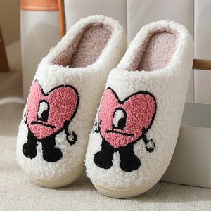 Slippers Bad Bunny Un Verano Sin Ti Autumn Winter Fffy Fur Slides Plush Fleece Flat Love Heart Indoor Shoes Drop Delivery Smt0J