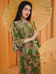 Ubranie etniczne Chińskie zielone sukienki qipao qipao drukowana hanfu cosplay han kostium cheongsam tradycyjny styl sukienki cheongsams