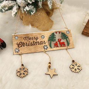 Decorações de Natal Ano 2022 Pingente de madeira Painte de madeira Drop ornamentos de árvore de árvores para casa DIY Navidad Presentes infantis