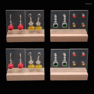 Jewelry Pouches 3Set Wooden And Acrylic Earring Holders Stand For Organizer Jewelery Jewellery Display Case Earing Showcase Rack