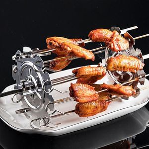 BBQ Tools Accessories Stainless Steel Kebab Cage Rotisserie Skewer Forks Spit Charcoal Chicken Grill For Roaster Oven DIY Camping Cooking Tool 221128