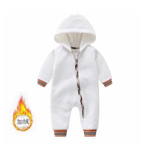 Baby warm conjoined clothes autumn and winter boys girls born Plush jacket cute suit full moon 230322