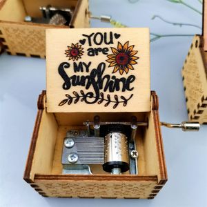 Decorative Objects Figurines Wood Carving And Color Printing Music Box For Deautiful Wife DaughterSon Holiday Gift Christmas Gift You Are My Sunshine Music 221126